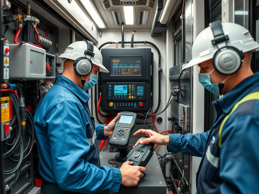 Electric bus battery system repair by NEBR technicians